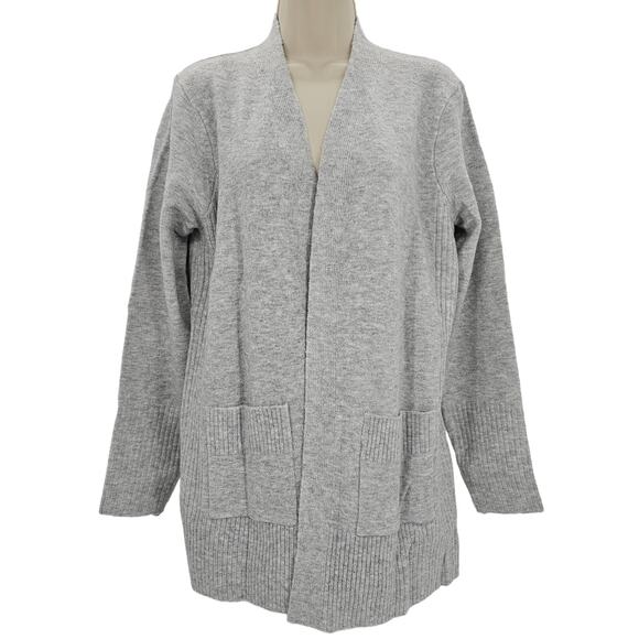 Love Ellie Womans size M Long Sleeve Open Front Gray Cardigan Sweater Pocket NEW - Picture 1 of 8